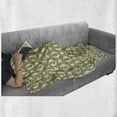 thumbnail image 6 of Leaves Soft Flannel Fleece Throw Blanket, Roman Laurel Wreath Style Spruce Branch in Circle Honor, Cozy Plush for Indoor and Outdoor Use, 70" x 90", Pale Yellow Apple Green, by Ambesonne, 6 of 6