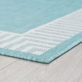 thumbnail image 5 of 5x8 Water Resistant, Indoor Outdoor Rugs for Patios, Front Door Entry, Entryway, Deck, Porch, Balcony | Outside Area Rug for Patio | Aqua, Striped Border | Size: 5'3'' x 7'3'', 5 of 8