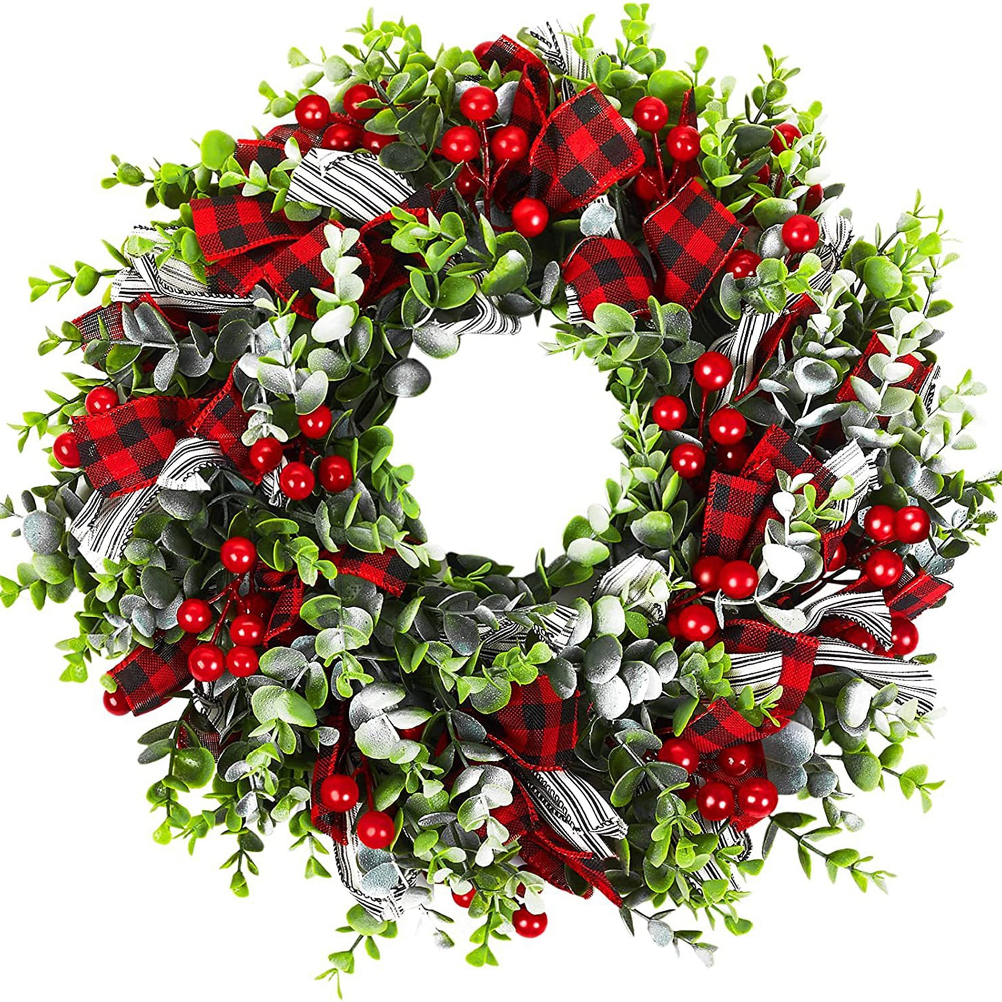 Kcikoc Artificial Christmas Wreath with Realistic Berries Holiday