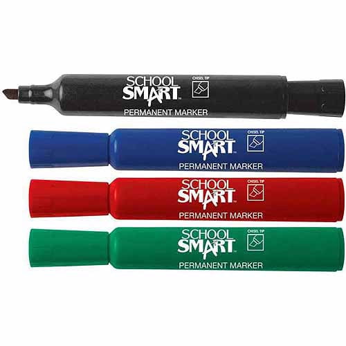 School Smart Chisel Tip Permanent Markers, Assorted Colors, 20pk