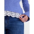 thumbnail image 4 of No Boundaries V-Neck Pullover Sweater with Lace Trim, Women's, Sizes XS-XXXL, 4 of 5