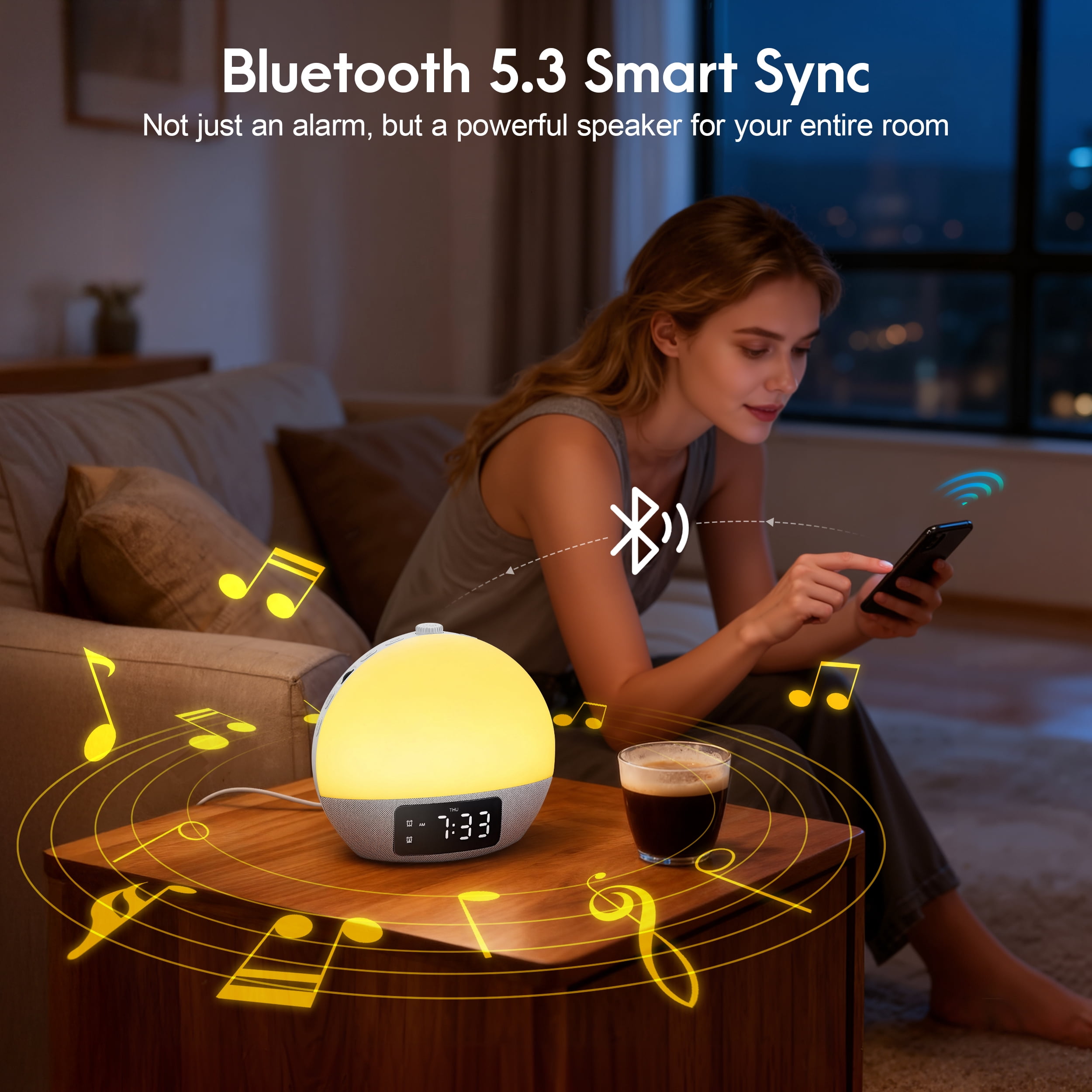 Doulami Sunrise Alarm Clock Wake Up Light White Noise Machine Natural Wake-Up Light with 25 Sleep Sounds & 17 Lights