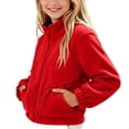 thumbnail image 6 of PiGOGI Kids Fleece Full Zip Stand Collar Jacket with Side Pockets Warm Winter Coat for Boys and Girls Casual Daily Wear Red 13-14 Years, 6 of 6