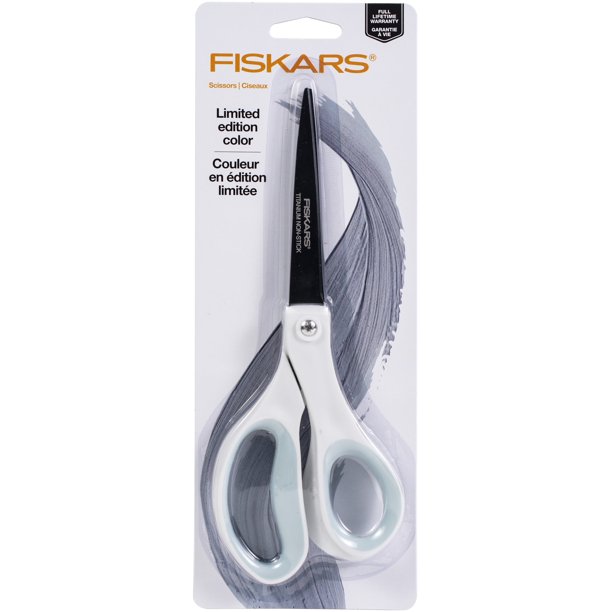 Tijeras de moda Fiskars antiadherentes de titanio con agarre suave, 8 pulgadas, color Sea Mist Eclipse