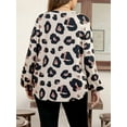 thumbnail image 2 of Cuteduck Women's Plus Size Casual Leopard Print Top Crew Neck Long Sleeve Trendy Breathable Loose Tunic 1X-4X, 2 of 7
