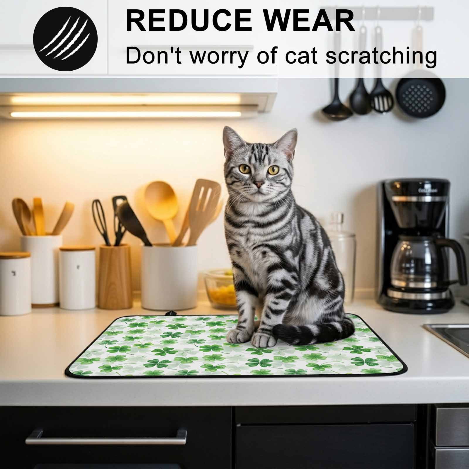 St. Patrick's Day Stove Top Cover for Electric Stove, Heat-proof & Non Slip Glass Top Stove Cover Protector, Lucky Shamrock Green Spring Plants Vintage Kitchen Flat Cooktop Rubber Mat 24x21 Inches