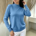 thumbnail image 4 of Women's Mock Neck Knit Sweater, Lightweight Basic Long Sleeve Pullover Tops for Fall Winter Daily Wear 2XL, 4 of 6