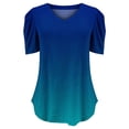 thumbnail image 4 of TAIAOJING Women's T-shirts Casual Gradient Printing Tops V Neck Short Sleeve Ruched Top Tee Curved Hem Top Tunic Tops, 4 of 4