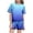 Blue, variant on Girls Gradient Ombre Print Summer Outfit, Short Sleeve Crewneck Top and Active Shorts 2-Piece Loungewear Set with Pockets for Girls Juniors
