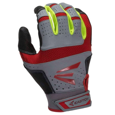 Easton HS9 Neon Batting Gloves - Grey/Red Small