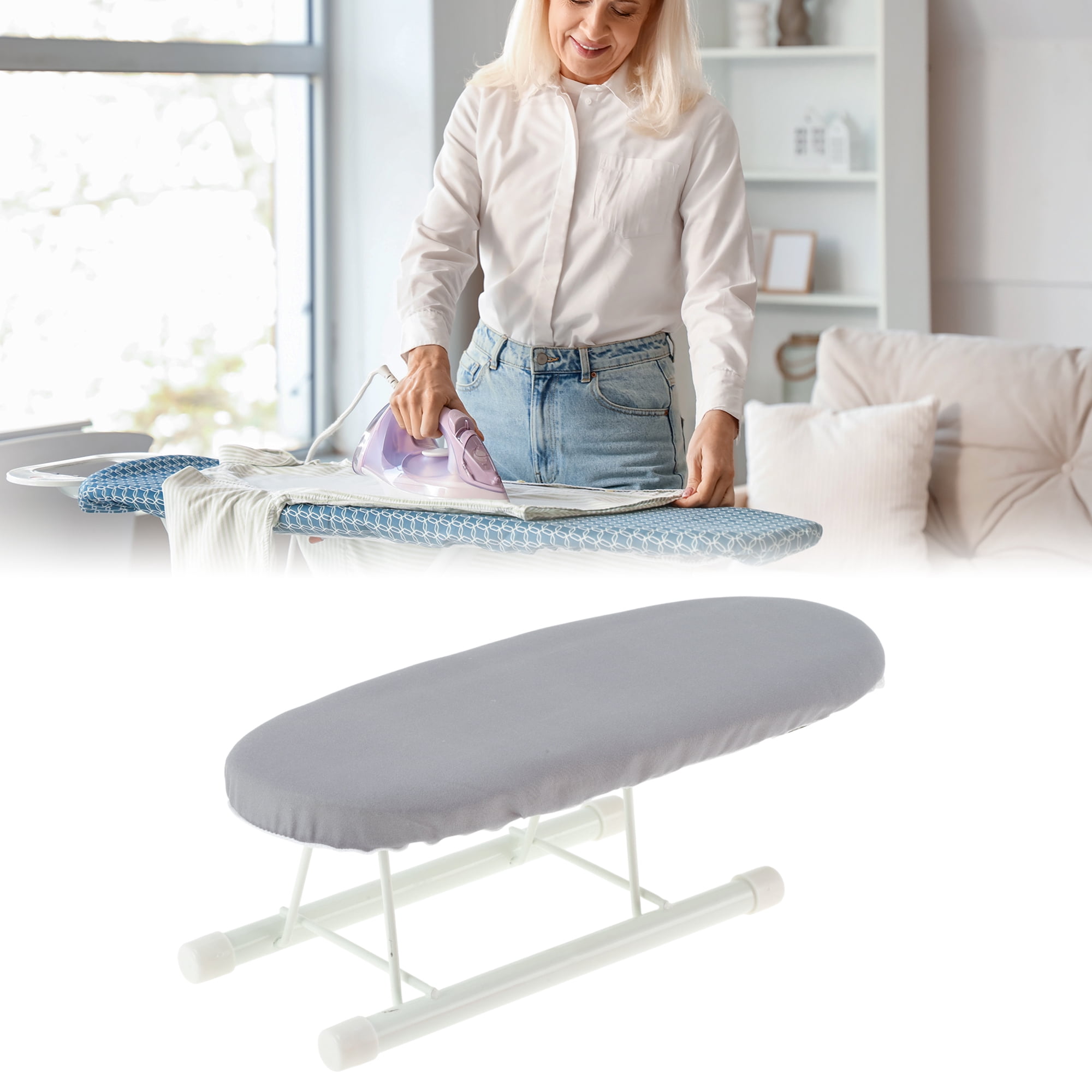 Unique Bargains Foldable Mini Ironing Board Small Travel Silver Tone
