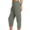 thumbnail image 3 of cocolona Womens Summer Capri Pants Elastic Waist Drawstring Straight Cargo Pants Outdoor Casual Hiking Pants with Pockets, 3 of 5