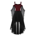thumbnail image 4 of Wuxian Halloween Womens Dresses, Mesh Sheer Bell Half Sleeve High-Low Dress, Off The Shoulder Gothic Dresses For Women, 4 of 5