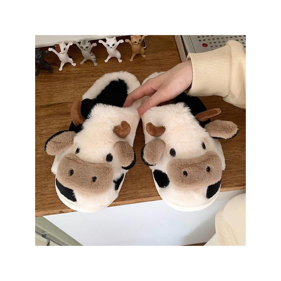 Women Fuzzy Plush Animal Slippers Winter Warm Cozy House Slippers Soft Thick Sole Indoor Outdoor Shoes