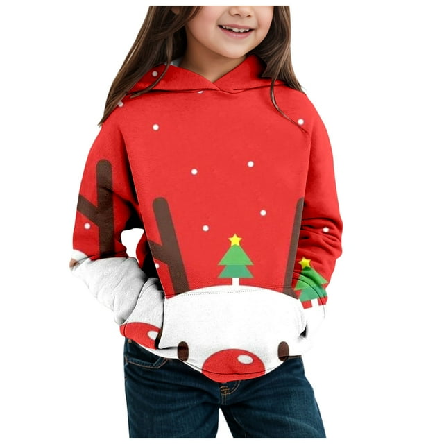 Liyamei Chandail à Capuchon à Manches Longues pour Enfants Mode Imprimé Taille 8-9 Ans