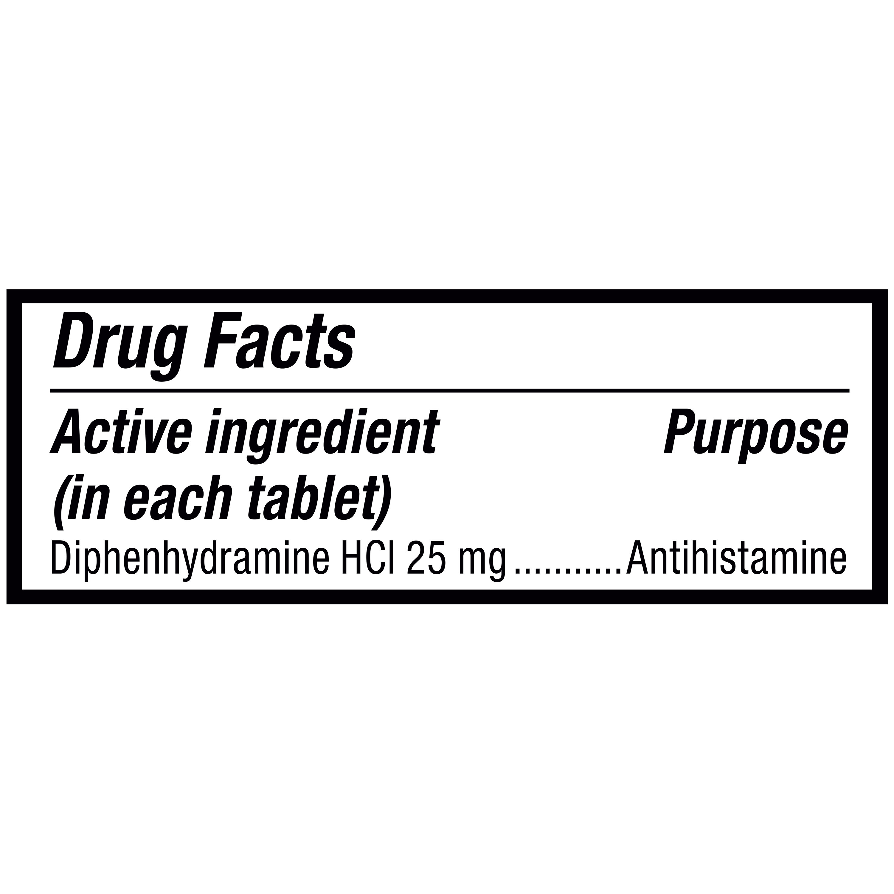 Equate Alivio de Alergias con Difenhidramina HCl 25 mg, Tabletas Antihistamínicas, 365 Unidades, Comparar con Benadryl® Allergy Ultra tab® Ingrediente Activo 5