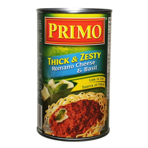 Primo Thick and Zesty Romano Cheese and Basil Pasta Sauce, 680 mL