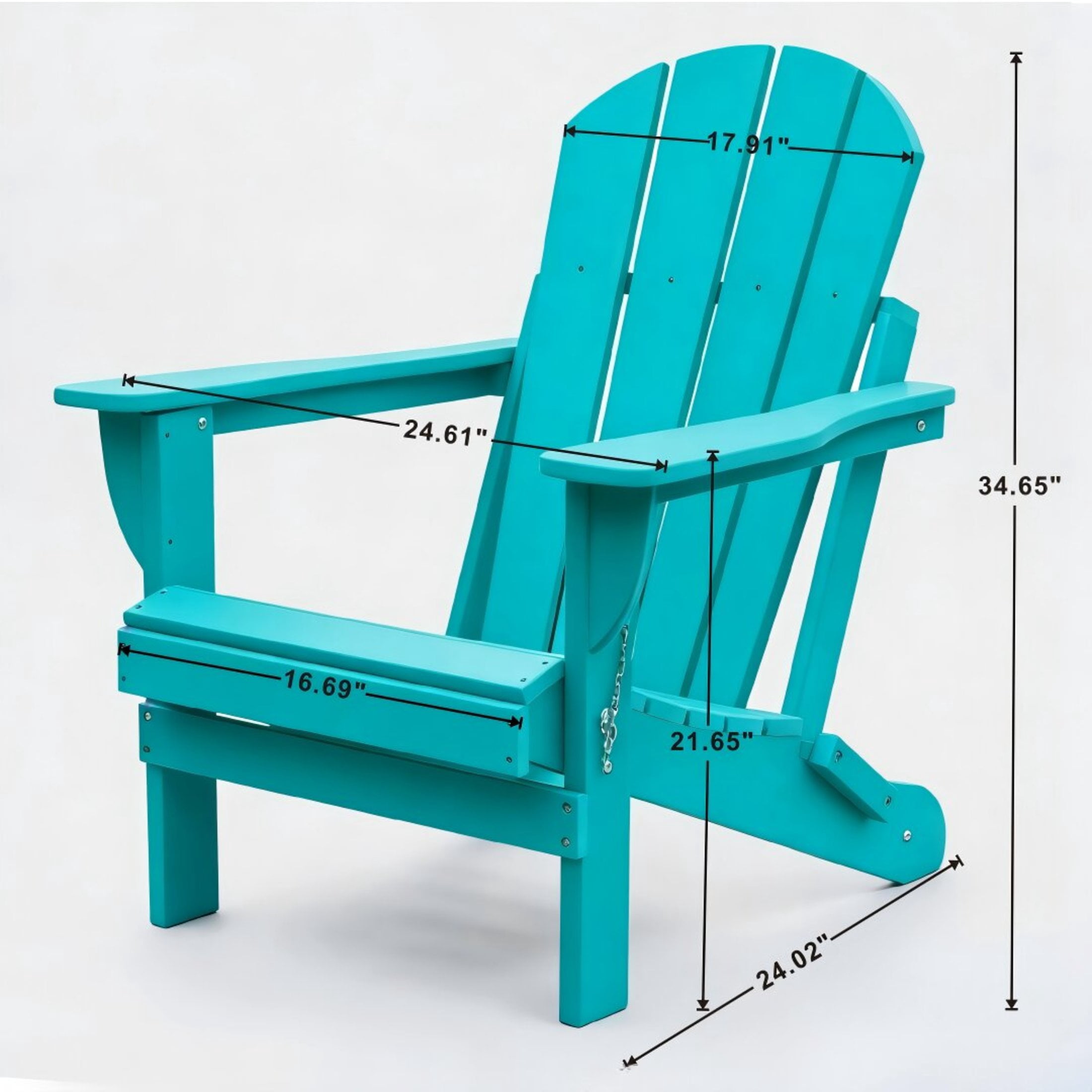Noble House Folding Outdoor Adirondack Chair with Dual Cup Holders, All-Weather Patio Chair for Backyard, Lake Blue