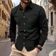 thumbnail image 1 of pstuiky Camisas de manga larga abrigadas para hombre, Camisa informal de manga larga con botones, cuello vuelto, color liso, con solapa a rayas y bolsillo para hombre xl, 1 of 9