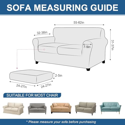 3-Piece Stretch Faux Leather Slipcover for 2-Cushion Loveseat, Heavy Duty Pet Proof Furniture Protector, Non-Slip Sofa Cover with Leather Look, Brown