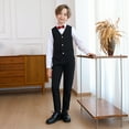 thumbnail image 6 of Delliss Boys' 6 Piece Trendy Cool Formal Suit Set, Coat, Vest, Pants, Collared Dress Shirt, Pocket Square And Bow Tie, 6 of 9