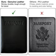Black Basic Genuine Leather RFID Passport Cover