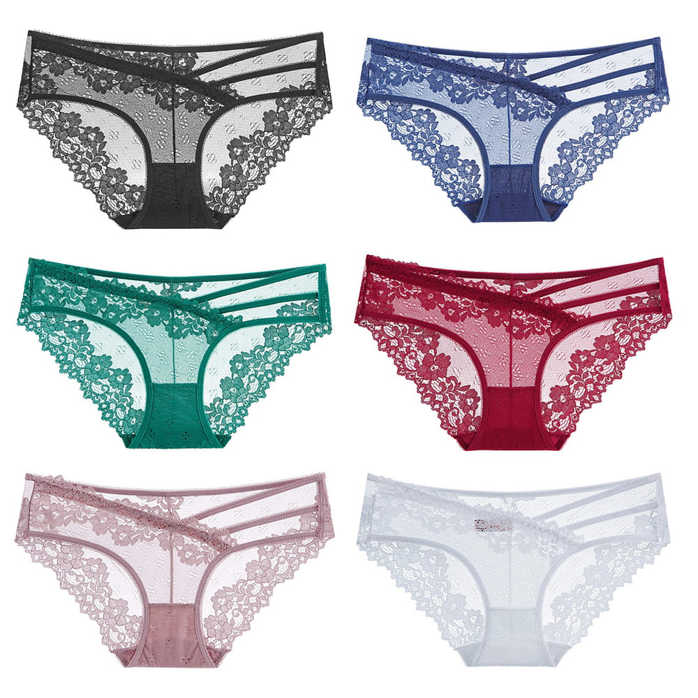 Xmarks Women Lace Briefs Ladies Sweet Bowknot Panties Hollow out  Underwear(1-Packs) 