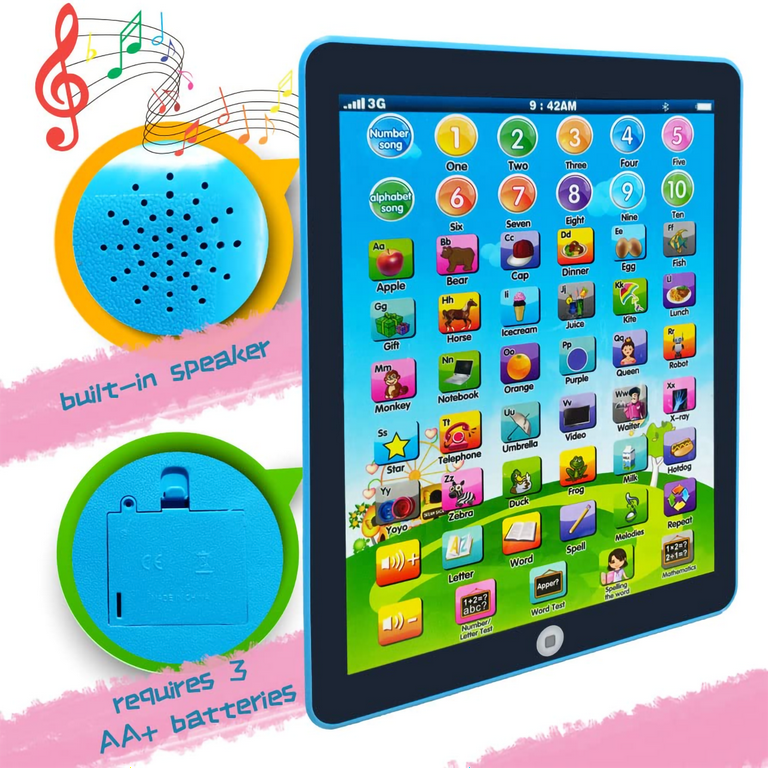 Tablet per bambini - Learning Pad, con 6 giochi per imparare musica /  parole / lettere di apprendimento / alfabeto, tablet educativo per bambini  per ragazzi e ragazze 3 anni in su \u2026 
