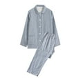 thumbnail image 1 of Timegard Womens 2 Piece Pajamas Outfits Striped Long Sleeve Button down Tops with Pockets Elastic Waist Pants Loungewear Sets, 1 of 2
