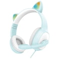 thumbnail image 3 of Tholdsy G19 Pink Cat Ear Cute Girl Auriculares para juegos con micrófono Reducción de ruido Estéreo Música RGB Flash Light Auriculares con cable Cables de audio/vídeo azul claro, 3 of 6