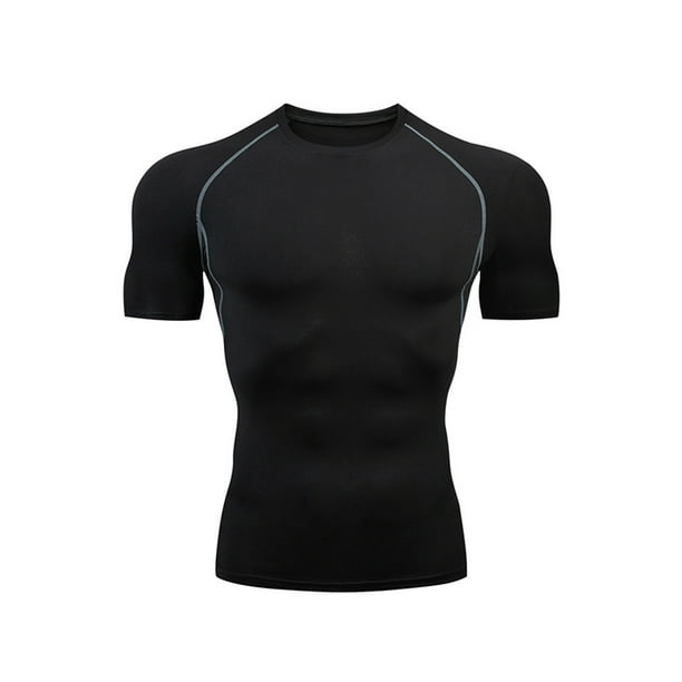 MAWCLOS Mens Compression Shirts Crew Neck Sport T Shirt Plain Summer Tops  Moisture Wicking Fitness Short Sleeve Muscle T-shirt Classic XL