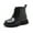 Black, variant on kkdom Boys Girls Kid Combat Boots Unisex Glossy Black Size 1 Little Kid