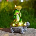 thumbnail image 4 of Estatua de Animal de flor Solar, adorno divertido de resina de rana, tortuga, decoración de patio, 4 of 8