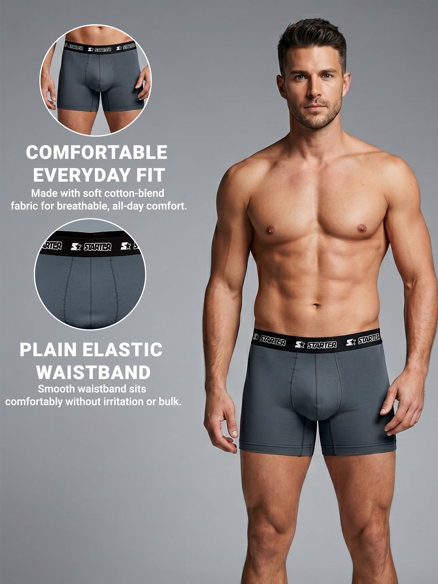 Starter Cotton Mens Briefs Breathable Underwear for Men, S-XL Multi Color 5-Pack
