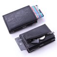 thumbnail image 3 of Estuche antirrobo para tarjetas de crédito Estuche para tarjetas de crédito de aluminio con presión lateral Monedero de cuero de PU, 3 of 5