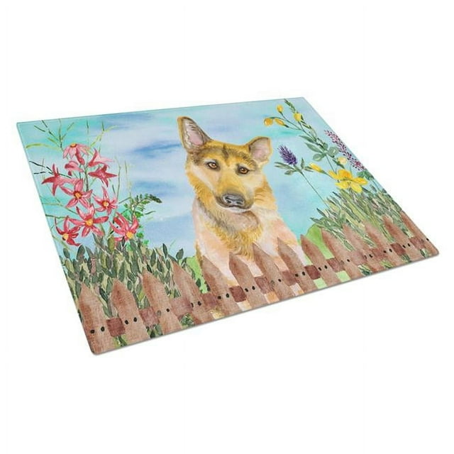 Carolines Treasures CK1273LCB German Shepherd No.2 Spring Glass Cutting Board - Large