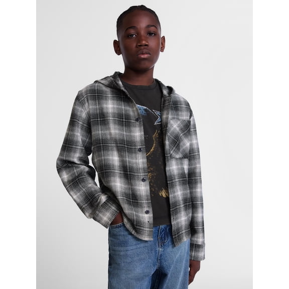 Weekend Academy Boys Hooded Cotton Flannel Shirt, Sizes 4-18