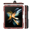 thumbnail image 3 of Compatible with Samsung Galaxy Z Fold 4 Case with Metal Bumper Premium Rugged Heavy Duty Shockproof Protective, S Pen Holder, Hinge Protection, Screen Protector, Stand Cover, Red, 3 of 8
