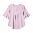 thumbnail image 4 of CAIVO Women Blouses Dressy Casual Summer Loose Fit Ruffle Cap Sleeve Tunic Shirts Short Sleeve O-Neck Solid Color Holiday Tops, 4 of 4
