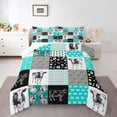 thumbnail image 1 of Milk Cow Comforter Set Farm Animals King Bedding Set,Western Cowboy Bull Cattle Down Comforter Rustic Flowers Quilt Set,Teal Patchwork Buffalo Plaid Farmhouse Decor, 1 of 7
