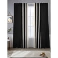 thumbnail image 3 of Black Beige Striped Semi Sheer Curtains 108 Inch Length 2 Panels Set, Modern Farmhouse Retro Lines Sheer Kitchen Curtain Privacy Voile Window Curtain for Living Room Bedroom Rod Pocket Drapes, 3 of 7