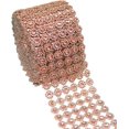 thumbnail image 1 of HUGFEGWE 4" x 10 Yards (30 ft 6 Rows) Rose Gold Bling Rhinestone Diamond Flower Shape Mesh Wrap Roll Faux Rhinestone Crystal Ribbon for Wedding, Cake, Vase Decorations, Party Supplies (Rose Gold), 1 of 8
