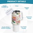 thumbnail image 4 of 40 Oz Car Handle Water Bottle Water Cup Water Bottle Water Jug Coffee Cup Travel Water Bottle White Chrysanthemums, 4 of 8