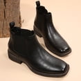thumbnail image 6 of Dazzher Mens Square Toe Chelsea Boots Slip On Ankle Boots Comfortable Easy On Off Casual Business Shoes, 6 of 7