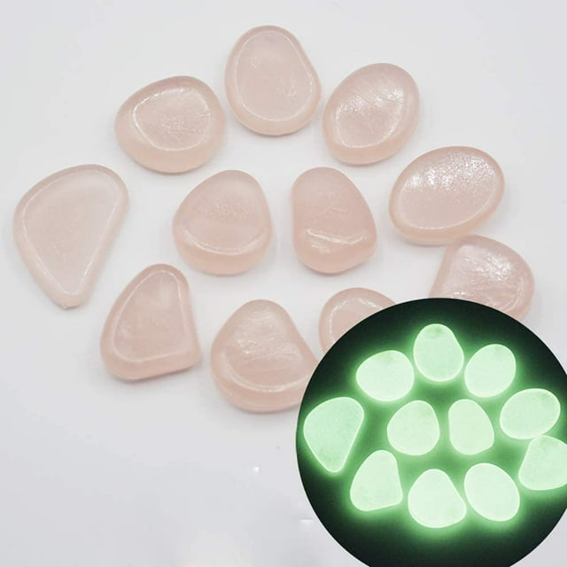 200 Pcs Glow in The Dark Stones,Garden Pebbles Rocks for Outdoor, Walkway, Window, Yard Grass, Vase Fillers and Fish Tank Decoration (Light Pink)