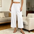 thumbnail image 2 of Hesxuno Women Modal Pajama Pants Elastic Waist Solid Lounge Trousers Loose Fit Staight Wide Leg Summer Bottoms Casual Comfy Breathable Sleep Pant White M, 2 of 7