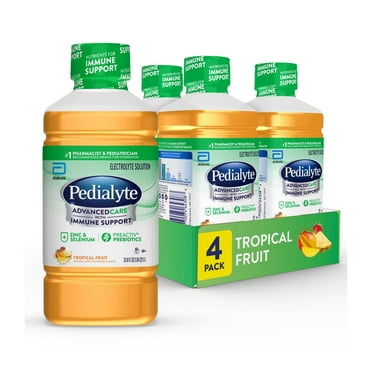 Pedialyte AdvancedCare Electrolyte Solution, Tropical Fruit, 1 Liter, 4 Count