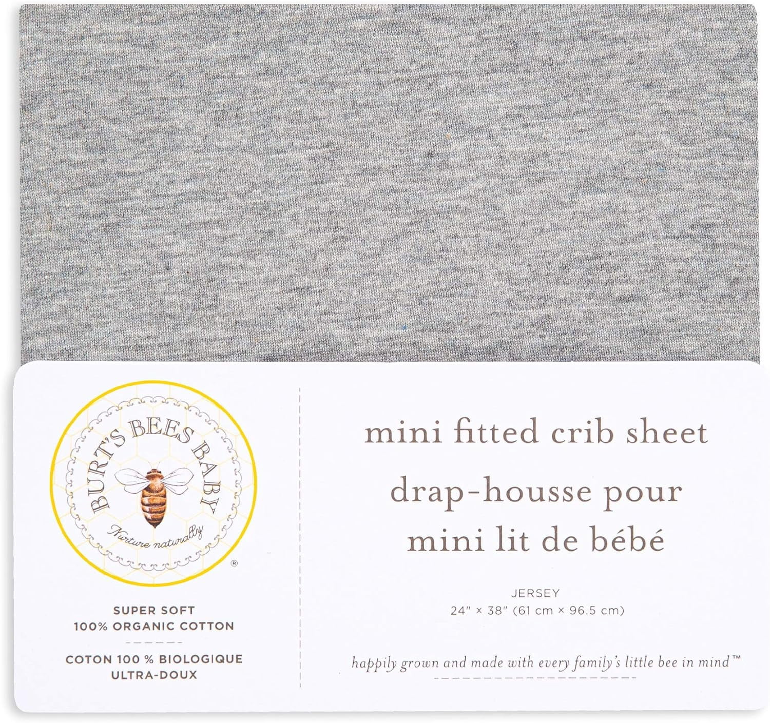 Burt's Bees Baby - Fitted Mini Crib Sheet for Portable Playard or Travel Crib, 100% Organic Cotton