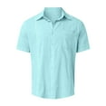 thumbnail image 3 of Mens Shirts Cuban Guayabera Short Sleeve Button Down Beach Mens Work Clothing,Light Blue,XL, 3 of 4