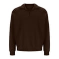 thumbnail image 6 of BXINGOHAI Men鈥橲 Quarter Zipper Fleece Sherpa Lined Sweatshirt Winter Warm Thick Fashion Pullover Tops Loungewear Brown,XL, 6 of 6